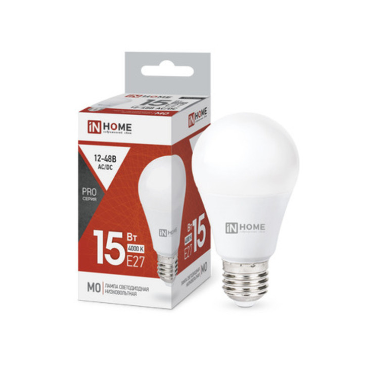Лампа светодиодная низковольтная LED-MO-PRO 15Вт 12-48В Е27 4000К 1200Лм IN HOME Лампа светодиодная низковольтная LED-MO-PRO 15Вт 12-48В Е27 4000К 1200Лм IN HOME