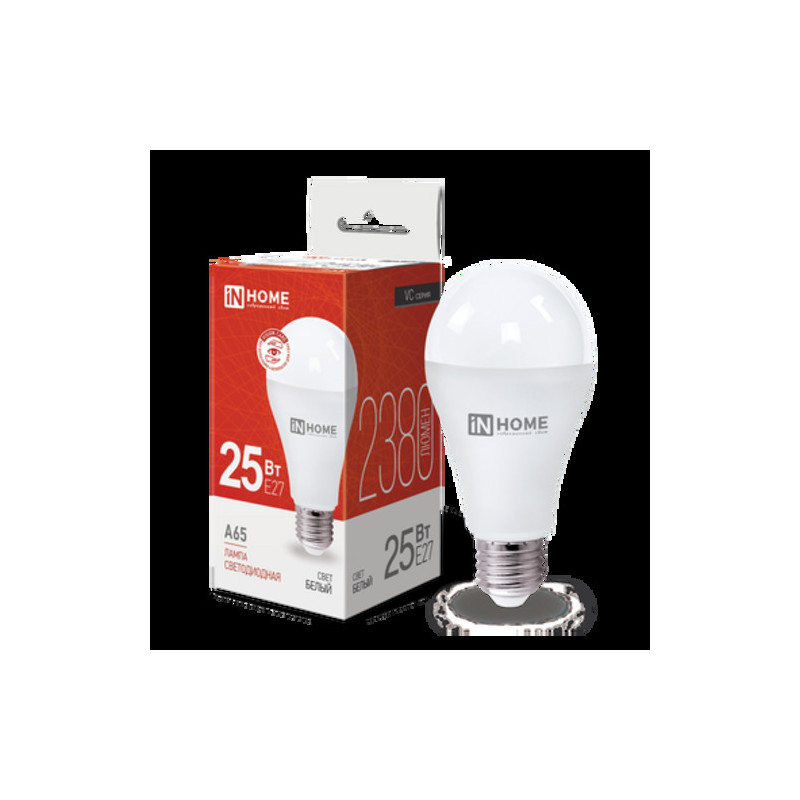 Лампа светодиодная LED-A65-VC 25Вт 230В Е27 4000К 2380Лм IN HOME