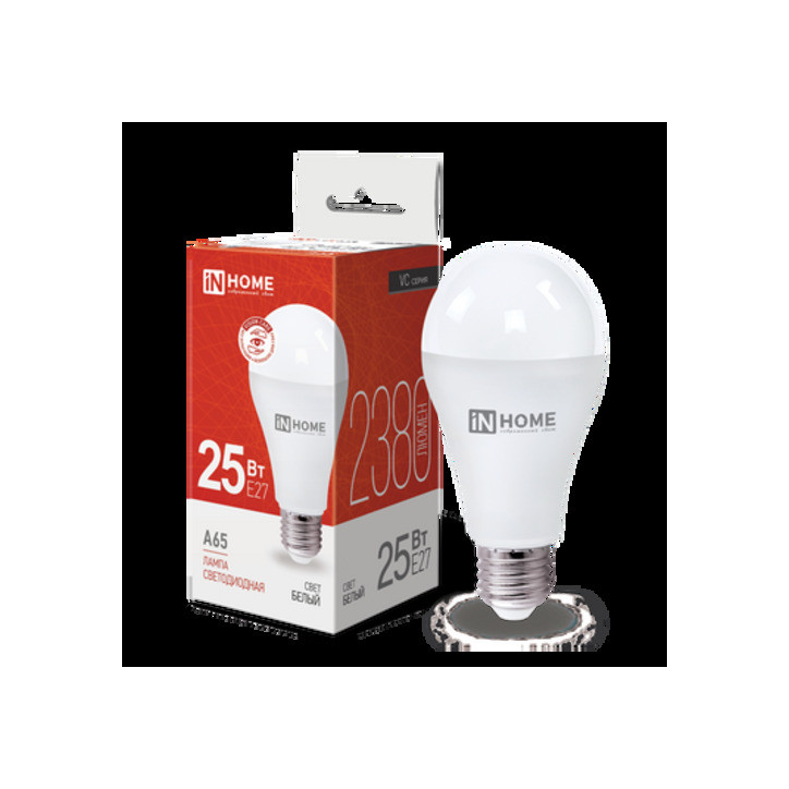Лампа светодиодная LED-A65-VC 25Вт 230В Е27 4000К 2380Лм IN HOME Лампа светодиодная LED-A65-VC 25Вт 230В Е27 4000К 2380Лм IN HOME