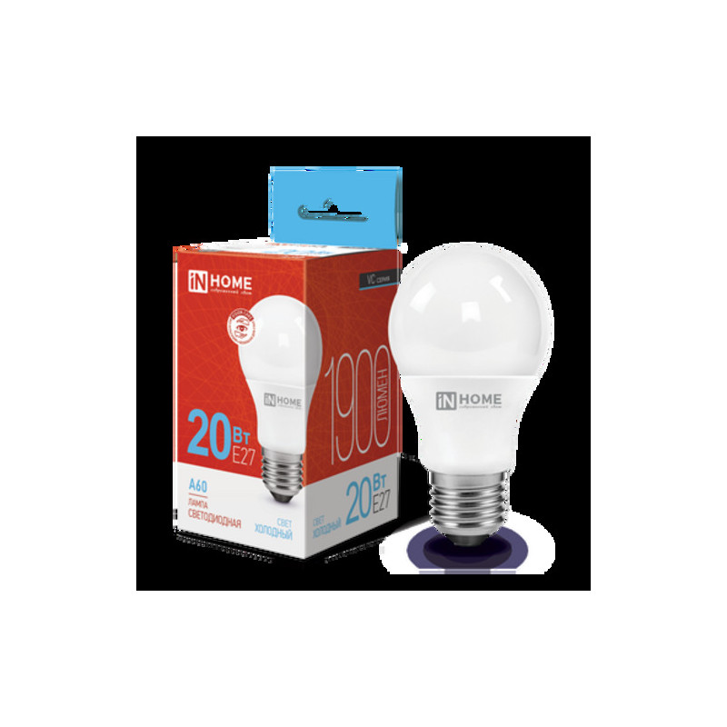 Лампа светодиодная LED-A60-VC 20Вт 230В Е27 6500К 1900Лм IN HOME