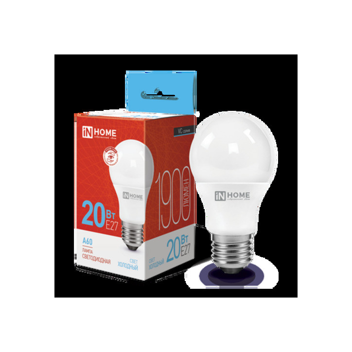 Лампа светодиодная LED-A60-VC 20Вт 230В Е27 6500К 1900Лм IN HOME Лампа светодиодная LED-A60-VC 20Вт 230В Е27 6500К 1900Лм IN HOME