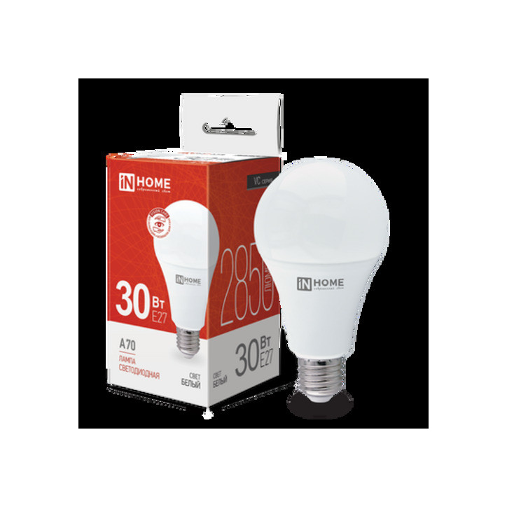 Лампа светодиодная LED-A70-VC 30Вт 230В Е27 4000К 2850Лм IN HOME Лампа светодиодная LED-A70-VC 30Вт 230В Е27 4000К 2850Лм IN HOME