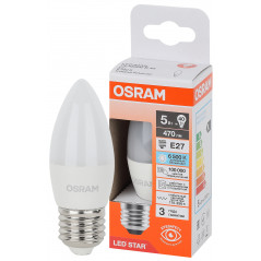 Лампа светодиодная LED Star Свеча 5Вт (замена 40Вт), 470Лм, 6500К, цоколь E27 OSRAM
