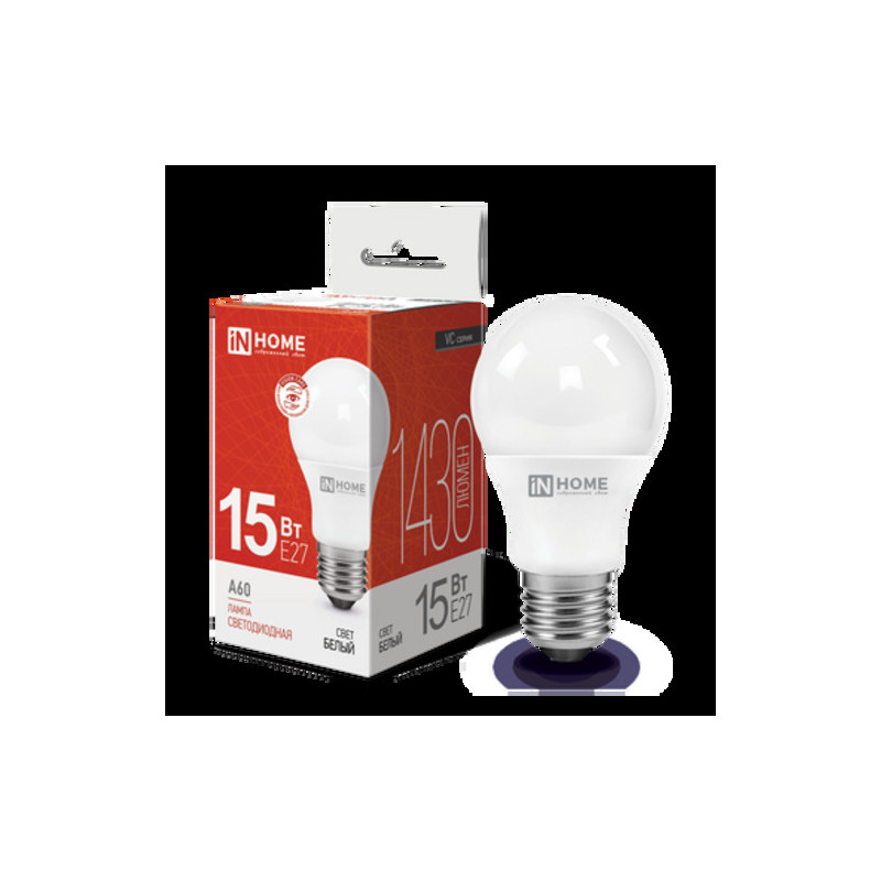 Лампа светодиодная LED-A60-VC 15Вт 230В Е27 4000К 1430Лм IN HOME