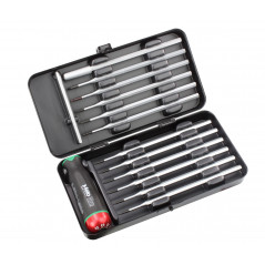 Отвертка c регулировкой крутящего момента Серия Nm 0,6-1,5 с набором насадок 12 шт в кейсе plus/minus