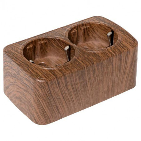 Розетка двухместная ОП Минск 16А с заземлением темное дерево