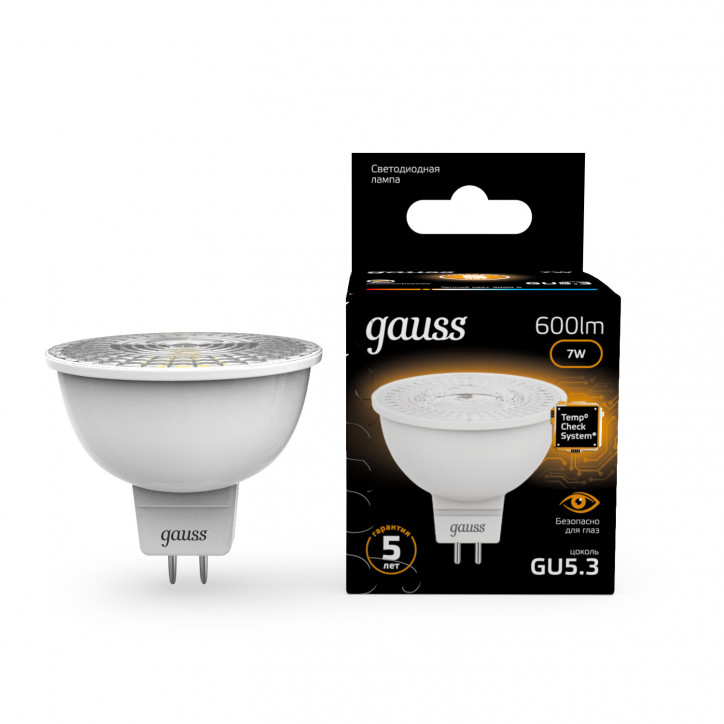 Лампа светодиодная LED 7 Вт 600 лм 3000К софит MR16 теплый GU5.3 AC 220В Black Gauss Лампа светодиодная LED 7 Вт 600 лм 3000К софит MR16 теплый GU5.3 AC 220В Black Gauss