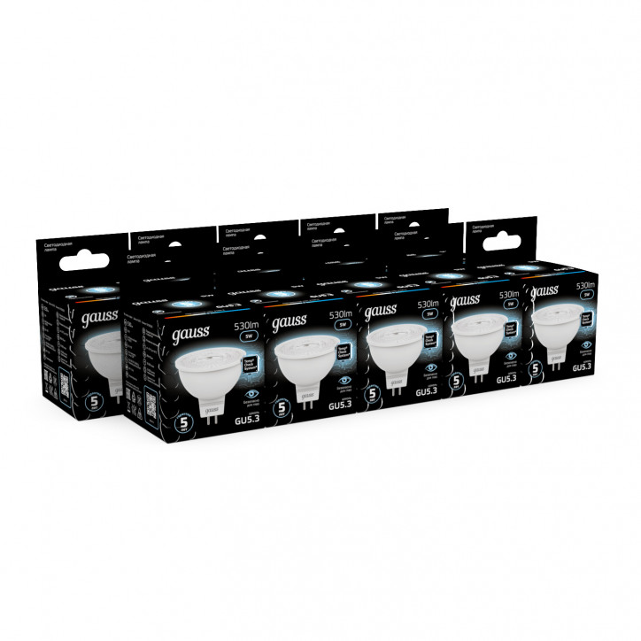 Лампа светодиодная LED 5 Вт 530 лм 4100К софит MR16 нейтральный GU5.3 AC 220В Black Gauss