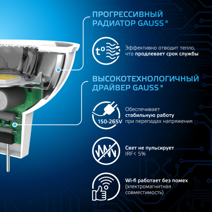 Лампа Gauss MR16 5W 530lm 6500K GU5.3 LED 1/10/100