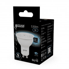 Лампа светодиодная LED 5 Вт 530 лм 4100К софит MR16 нейтральный GU10 AC 220В Black Gauss
