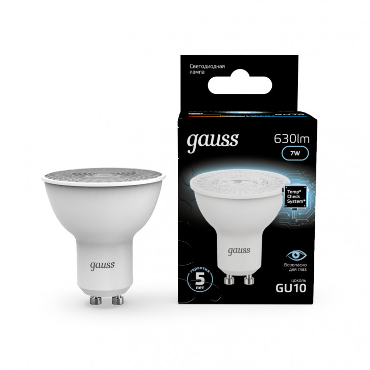 Лампа светодиодная LED 7 Вт 630 лм 4100К софит MR16 нейтральный GU10 AC 220В Black Gauss Лампа светодиодная LED 7 Вт 630 лм 4100К софит MR16 нейтральный GU10 AC 220В Black Gauss