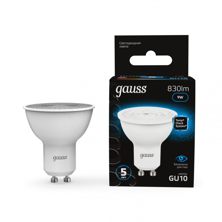 Лампа светодиодная LED 9 Вт 830 лм 6500К софит MR16 холодный GU10 AC 220В Black Gauss Лампа светодиодная LED 9 Вт 830 лм 6500К софит MR16 холодный GU10 AC 220В Black Gauss