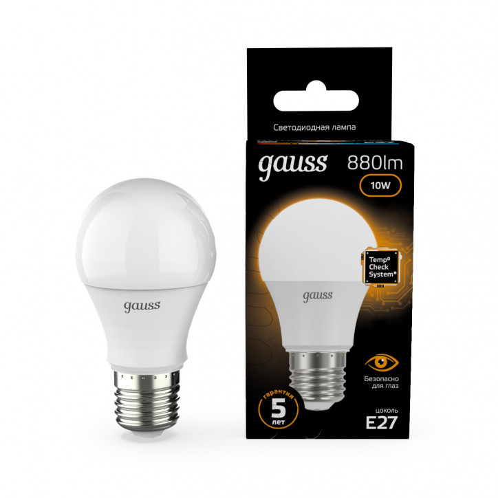 Лампа светодиодная LED 10 Вт 880 лм 3000К А60 груша теплый E27 AC 220В Black Gauss Лампа светодиодная LED 10 Вт 880 лм 3000К А60 груша теплый E27 AC 220В Black Gauss