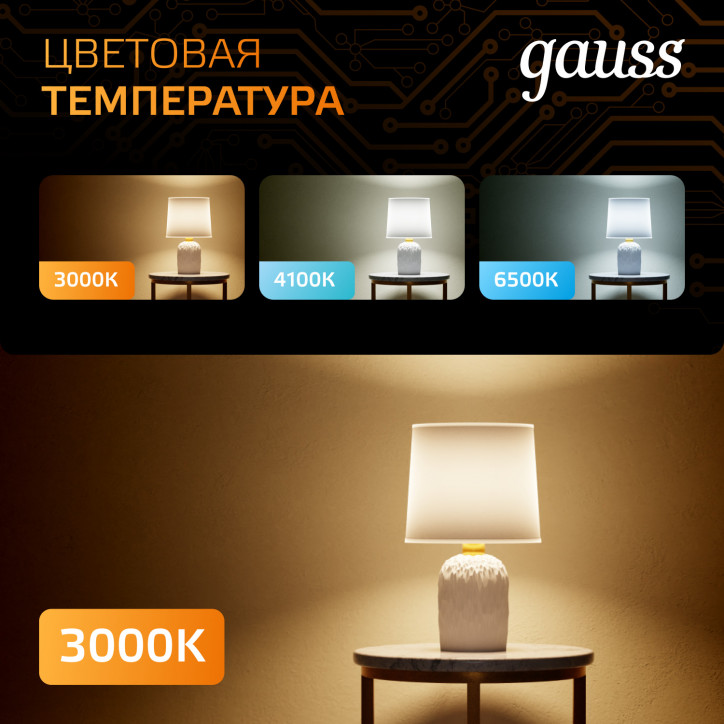 Лампа светодиодная LED 10 Вт 880 лм 3000К А60 груша теплый E27 AC 220В Black Gauss Лампа светодиодная LED 10 Вт 880 лм 3000К А60 груша теплый E27 AC 220В Black Gauss