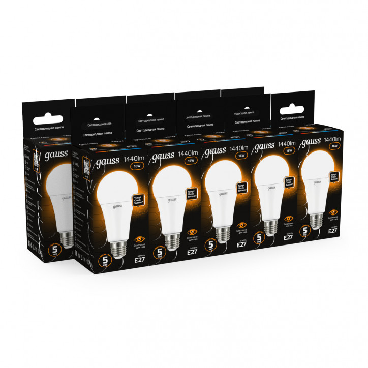 Лампа светодиодная LED 16 Вт 1440 лм 3000К А60 груша теплый E27 AC 220В Black Gauss