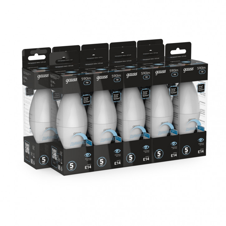 Лампа светодиодная LED 7 Вт 590 лм 4100К свеча нейтральный E14 AC 220В диммируемая Black Gauss Лампа светодиодная LED 7 Вт 590 лм 4100К свеча нейтральный E14 AC 220В диммируемая Black Gauss