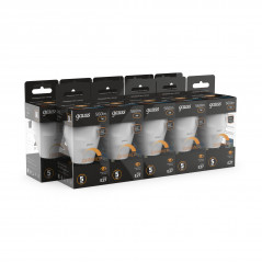 Лампа Gauss Шар 7W 560lm 3000К Е27 диммируемая LED 1/10/100