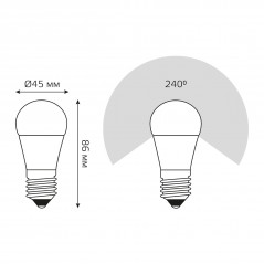 Лампа Gauss Шар 7W 560lm 3000К Е27 диммируемая LED 1/10/100