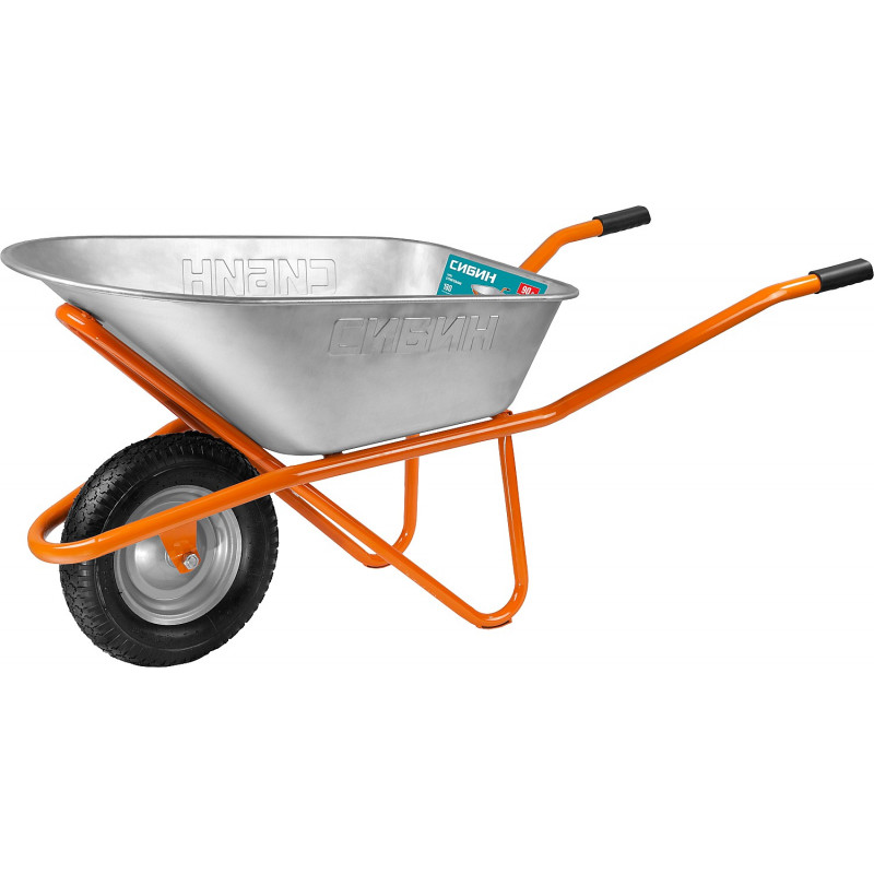 Тачка строительная, одноколесная, оцинкованная сталь, СТ-12, 90 л, 180 кг