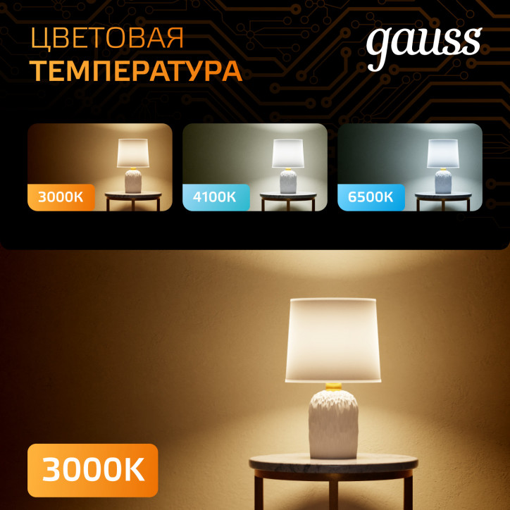 Лампа светодиодная LED 16 Вт 1480 лм 3000К шар G95 теплый E27 AC 220В Black Gauss Лампа светодиодная LED 16 Вт 1480 лм 3000К шар G95 теплый E27 AC 220В Black Gauss