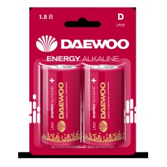 Элемент питания LR20 DAEWOO Energy Alkaline блистер, 2 шт.