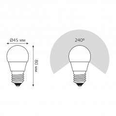 Лампа светодиодная LED 7 Вт 550 лм 4100К шар P45 нейтральный E27 AC 220В шаговое диммирование выключ