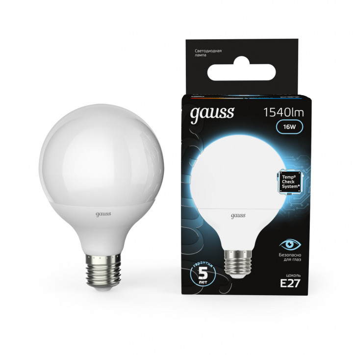 Лампа светодиодная LED 16 Вт 1540 лм 4100К шар G95 нейтральный E27 AC 220В Black Gauss Лампа светодиодная LED 16 Вт 1540 лм 4100К шар G95 нейтральный E27 AC 220В Black Gauss