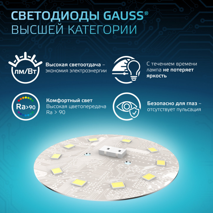 Лампа светодиодная LED 16 Вт 1540 лм 4100К шар G95 нейтральный E27 AC 220В Black Gauss Лампа светодиодная LED 16 Вт 1540 лм 4100К шар G95 нейтральный E27 AC 220В Black Gauss