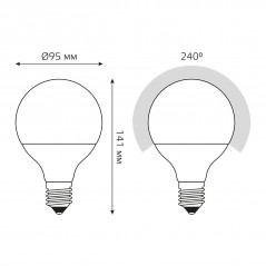 Лампа светодиодная LED 16 Вт 1540 лм 4100К шар G95 нейтральный E27 AC 220В Black Gauss