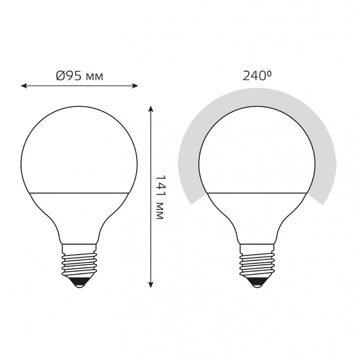 Лампа светодиодная LED 16 Вт 1540 лм 4100К шар G95 нейтральный E27 AC 220В Black Gauss Лампа светодиодная LED 16 Вт 1540 лм 4100К шар G95 нейтральный E27 AC 220В Black Gauss