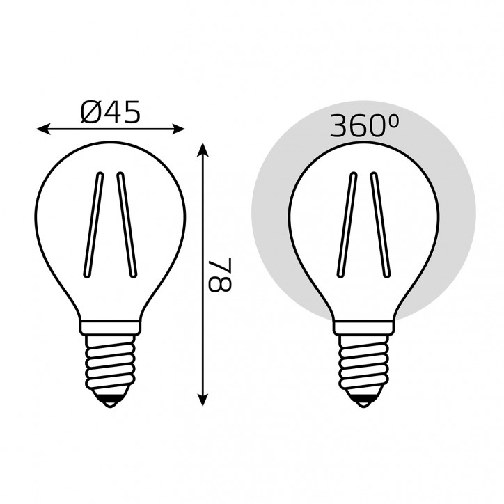 Лампа светодиодная филаментная LED 7 Вт 550 лм 2700К шар P45 теплый E14 AC 220В прозрачная колба Bla Лампа светодиодная филаментная LED 7 Вт 550 лм 2700К шар P45 теплый E14 AC 220В прозрачная колба Bla