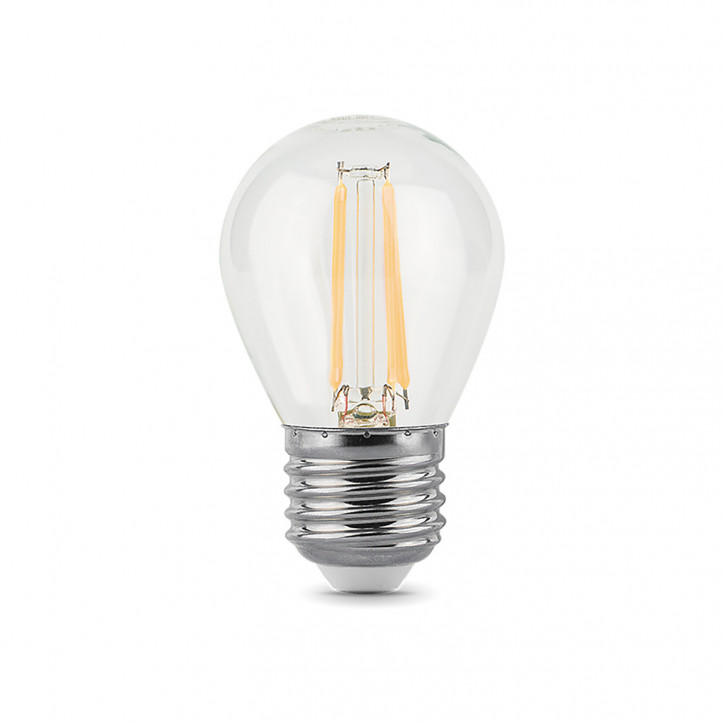 Лампа светодиодная филаментная LED 5 Вт 420 лм 2700К шар P45 теплый E27 AC 220В прозрачная колба дим Лампа светодиодная филаментная LED 5 Вт 420 лм 2700К шар P45 теплый E27 AC 220В прозрачная колба дим