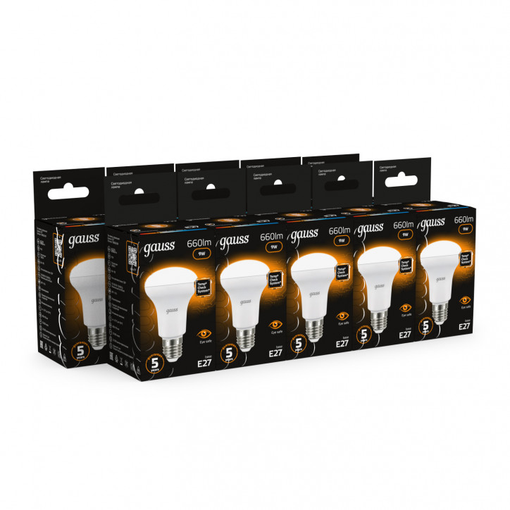 Лампа светодиодная LED 9 Вт 660 лм 3000К грибок R63 теплый E27 AC 220В Black Gauss