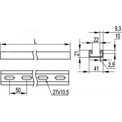 Профиль С-образный 41х21 L-1200 толщина 2.5мм