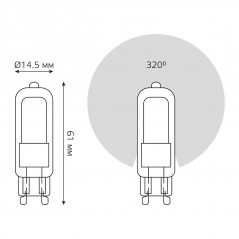Лампа Gauss G9 AC220-240V 3.5W 240lm 3000K стекло LED 1/10/200