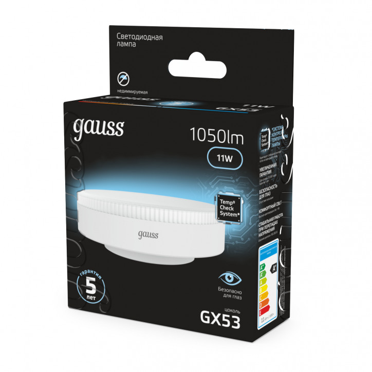 Лампа светодиодная LED 11 Вт 1050 лм 4100К таблетка нейтральный GX53 AC 220В Black Gauss Лампа светодиодная LED 11 Вт 1050 лм 4100К таблетка нейтральный GX53 AC 220В Black Gauss