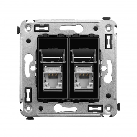 Avanti Розетка RJ-45 в стену, 5e двойная экранированная, ''Черный квадрат''