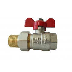 Кран шаровой BVR-FR с накидной гайкой и ниппелем (американка) DN 20 PN40 Т от -20С +120 град. материал корпуса латунь CW602N