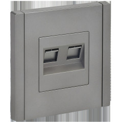 FORTE@PIANO Розетка компьютерная двойная RJ45 кат.5E FP533 сталь IEK