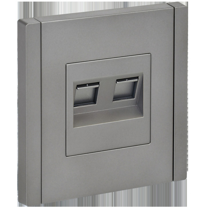 FORTE@PIANO Розетка компьютерная двойная RJ45 кат.5E FP533 сталь IEK FORTE@PIANO Розетка компьютерная двойная RJ45 кат.5E FP533 сталь IEK