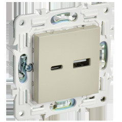 SKANDY Розетка USB A+C 3,1А SK-R14B бежевый IEK