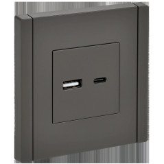 FORTE@PIANO Розетка USB A+C 18Вт FP351 серый IEK