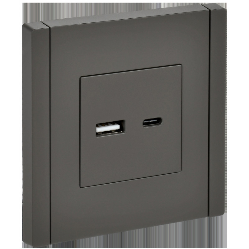 FORTE@PIANO Розетка USB A+C 18Вт FP351 серый IEK
