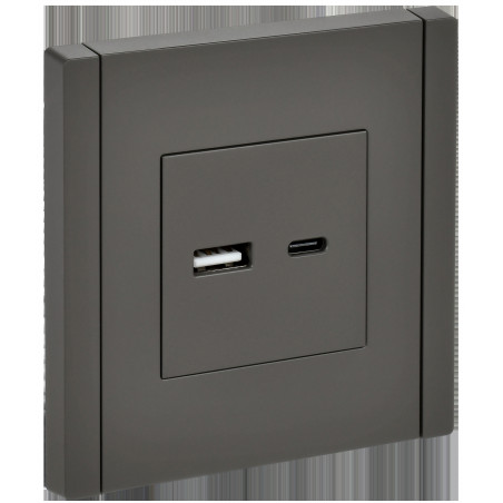FORTE@PIANO Розетка USB A+C 18Вт FP351 серый IEK