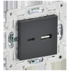 SKANDY Розетка USB A+C 18Вт SK-R13T титан IEK