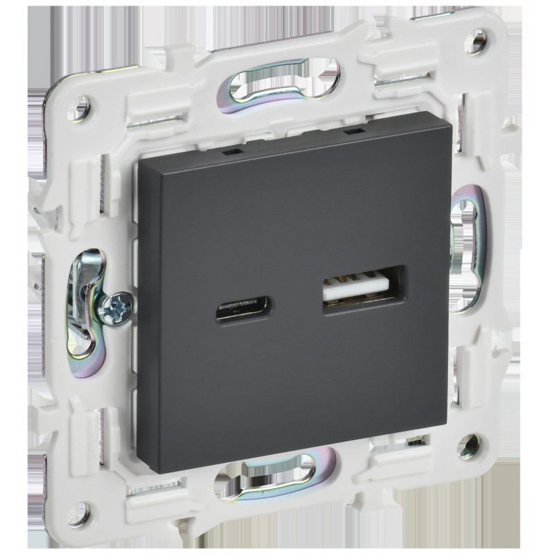 SKANDY Розетка USB A+C 18Вт SK-R13T титан IEK