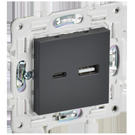 SKANDY Розетка USB A+C 18Вт SK-R13T титан IEK