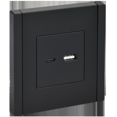 FORTE@PIANO Розетка USB A+C 3,1А FP150 черный IEK