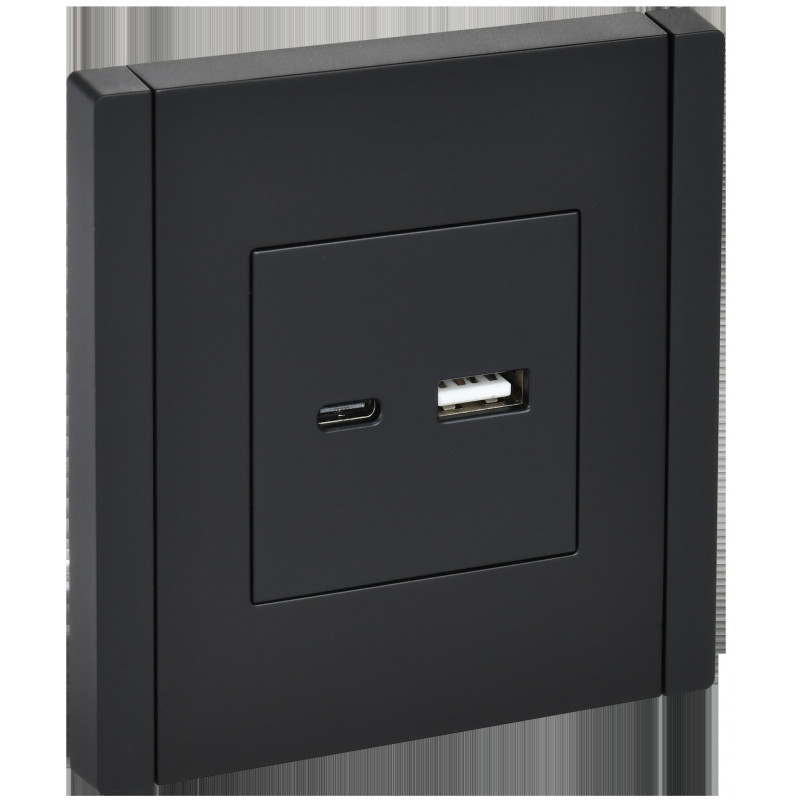 FORTE@PIANO Розетка USB A+C 3,1А FP150 черный IEK