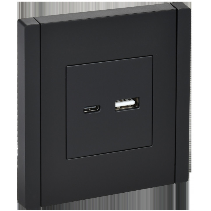 FORTE@PIANO Розетка USB A+C 3,1А FP150 черный IEK
